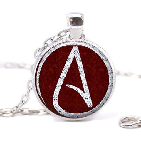 Atheist Logo, Wine Red and White Pendant